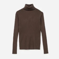Pull ERAM WEAR marron tricot à col roulé