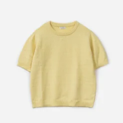 Pull jaune tricot manches courtes