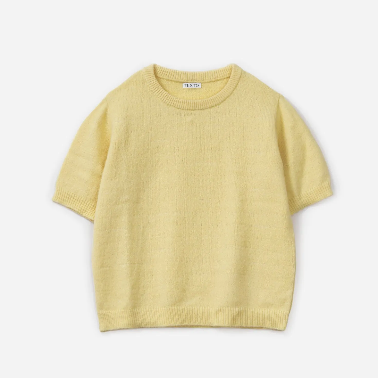 Pull jaune tricot manches courtes