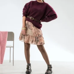 Pull TEXTO bordeaux tricot