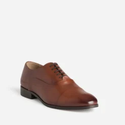 Richelieu cognac cuir bout droit