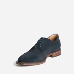 Richelieu en cuir velours bleu marine