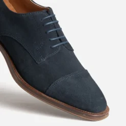 Richelieu en cuir velours bleu marine