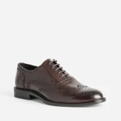 Richelieu marron cuir bout fleuri