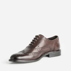 Richelieu marron cuir bout fleuri