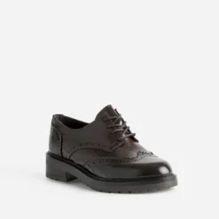 Richelieu marron cuir glacé bicolore