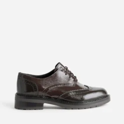 Richelieu marron cuir glacé bicolore