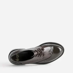 Richelieu marron cuir glacé bicolore
