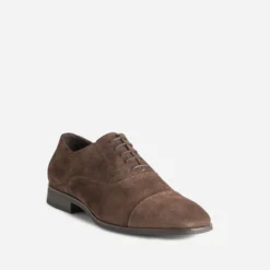Richelieu marron cuir velours bout droit