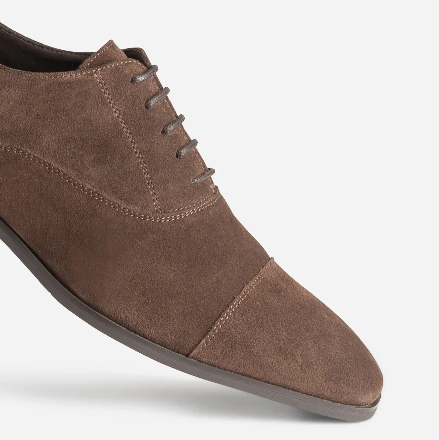 Richelieu marron cuir velours bout droit