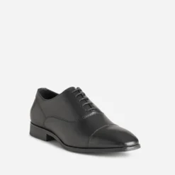 Richelieu noir cuir bout droit