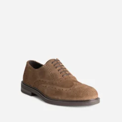 Richelieu taupe cuir velours bout fleuri