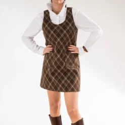 Robe ERAM WEAR marron motif carreaux