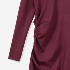 Robe longue TEXTO bordeaux plis côtés