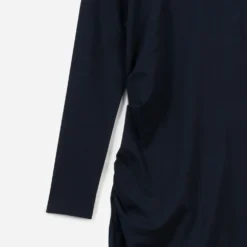 Robe longue TEXTO marine plis côtés