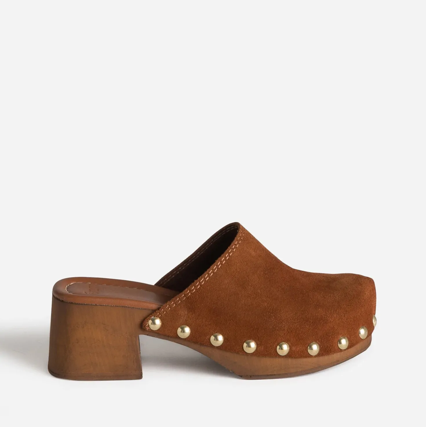 Sabot cognac cuir velours