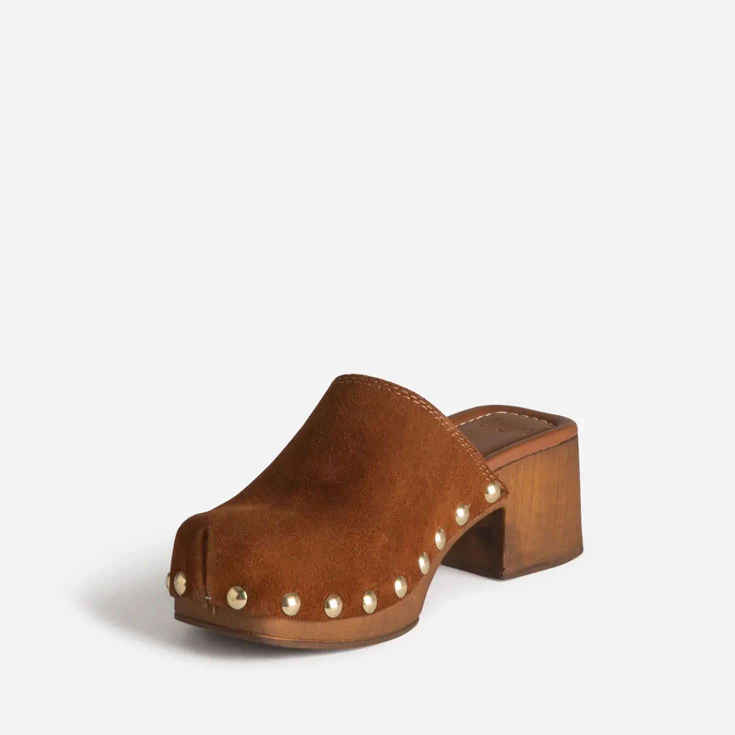 Sabot cognac cuir velours
