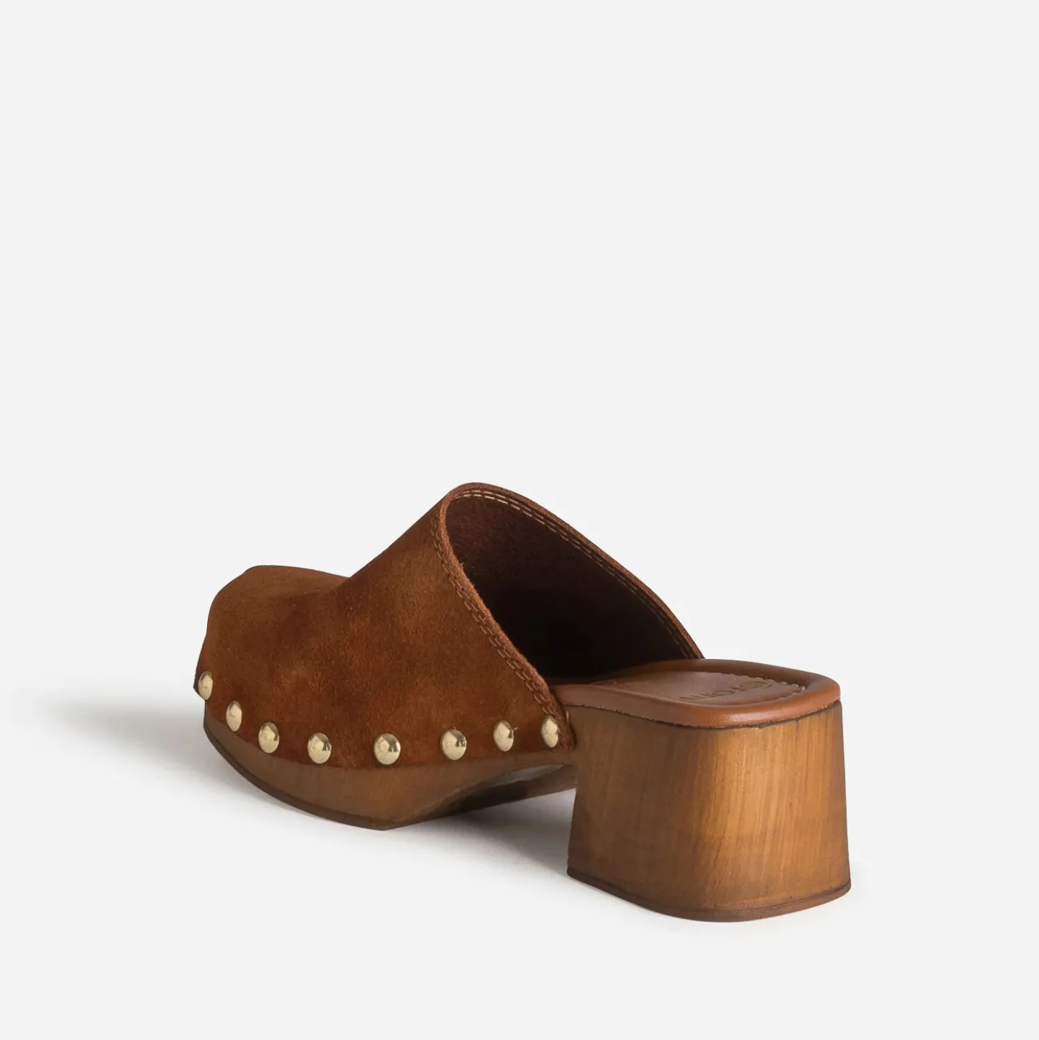 Sabot cognac cuir velours