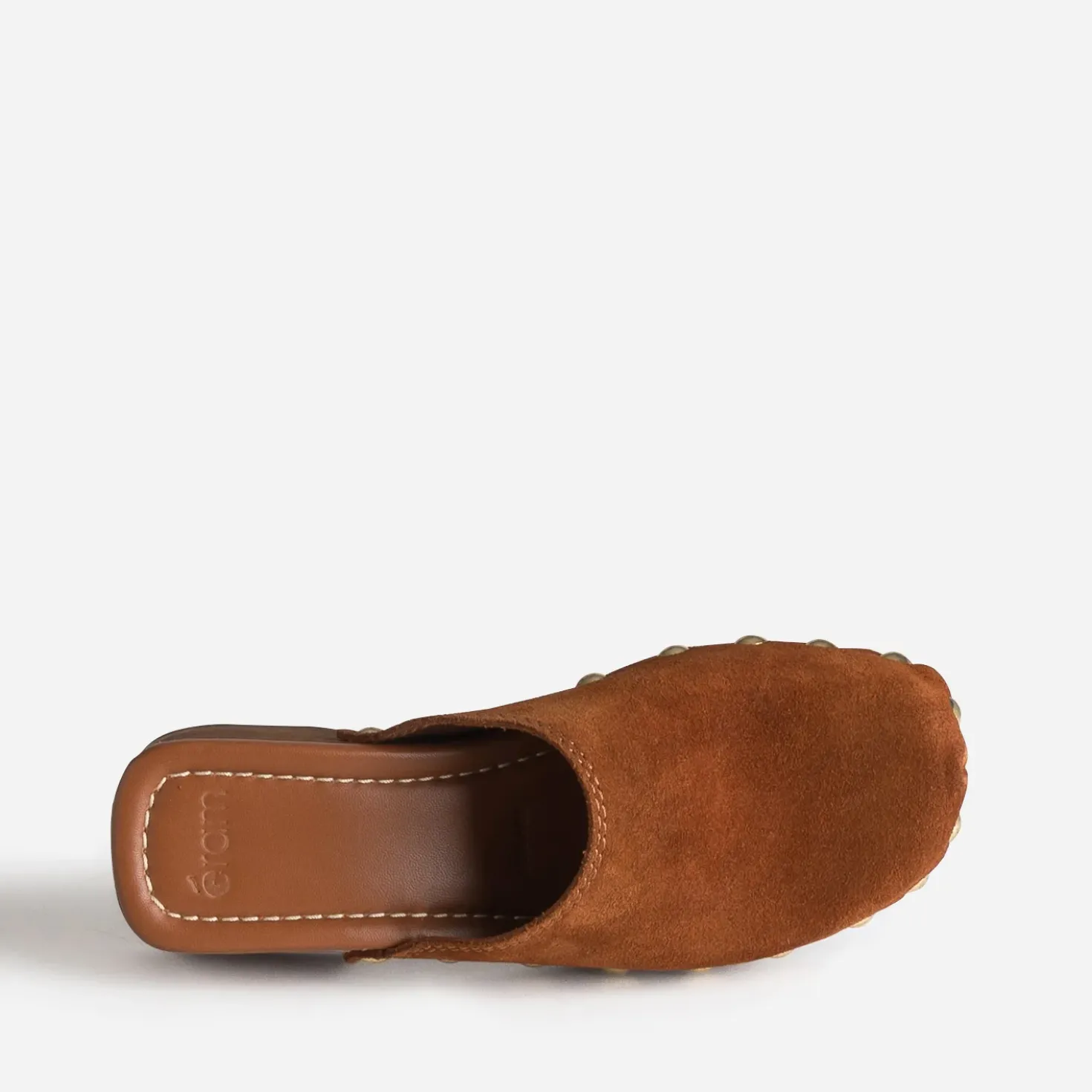 Sabot cognac cuir velours