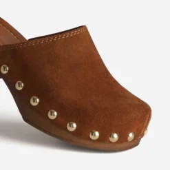 Sabot cognac cuir velours