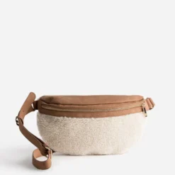 Sac-banane écru sherpa et camel