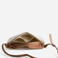 Sac-banane écru sherpa et camel