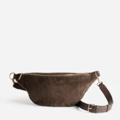 Sac-banane marron velours côtelé