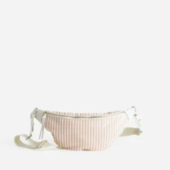 Sac-banane rose corail toile motif rayures
