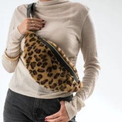 Sac banane TEXTO camel motif léopard