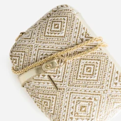 Sac bandoulière beige brodé doré