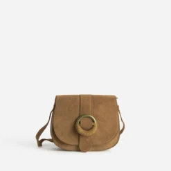 Sac bandoulière camel cuir velours
