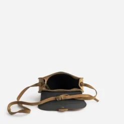 Sac bandoulière camel cuir velours