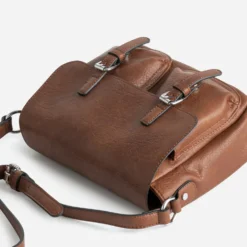 Sac bandoulière cognac à double boucle