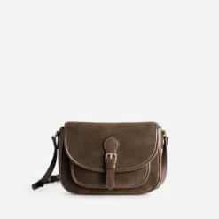 Sac bandoulière marron bi-matière