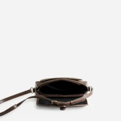 Sac bandoulière marron bi-matière