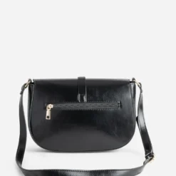 Sac bandoulière noir détails anneaux