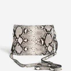 Sac bandoulière noir effet python