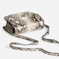 Sac bandoulière noir effet python