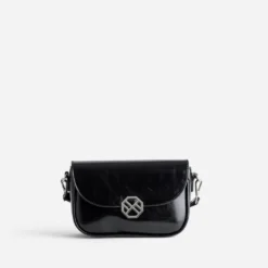 Sac bandoulière TEXTO noir fermoir monogramme