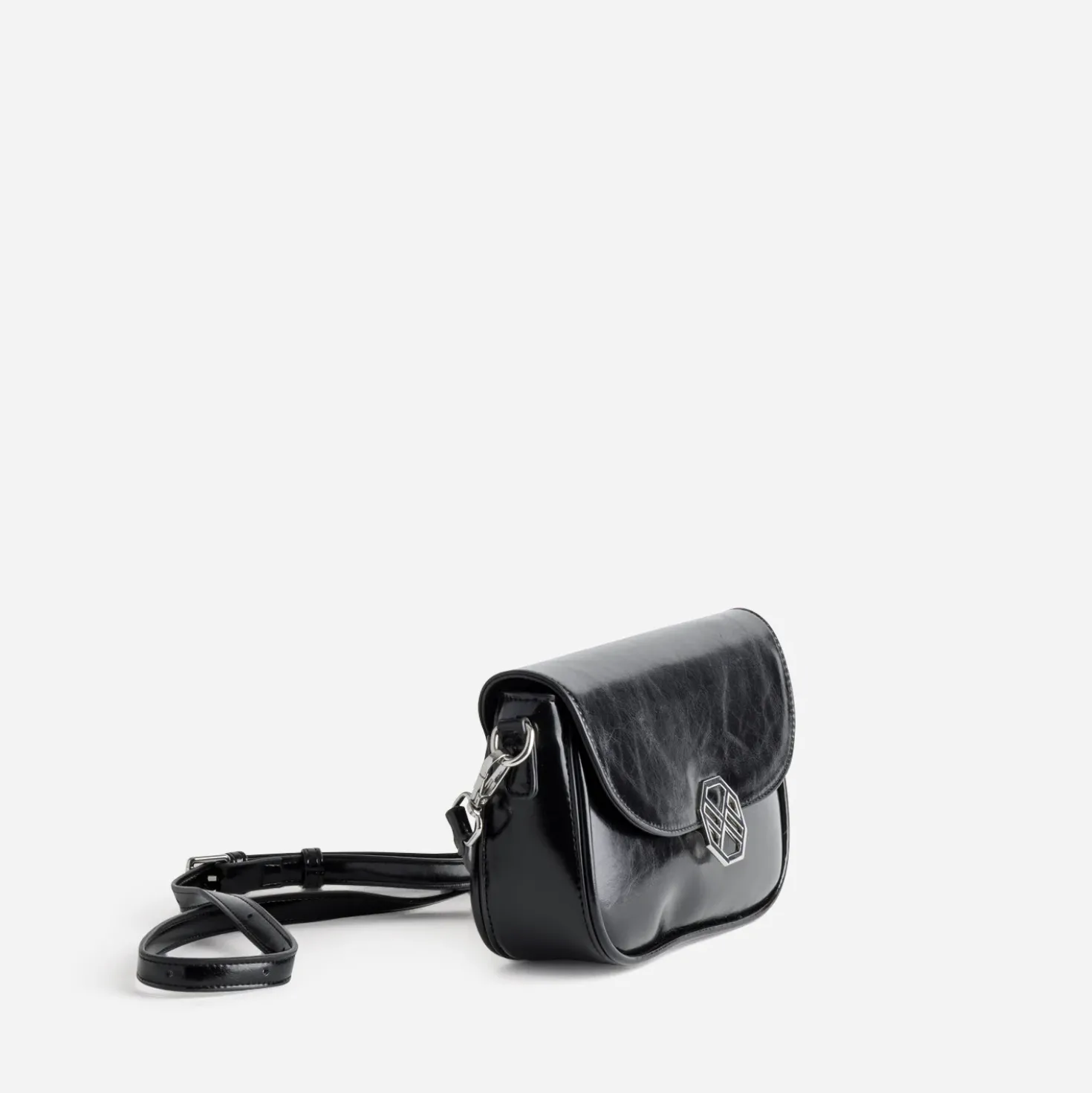 Sac bandoulière TEXTO noir fermoir monogramme