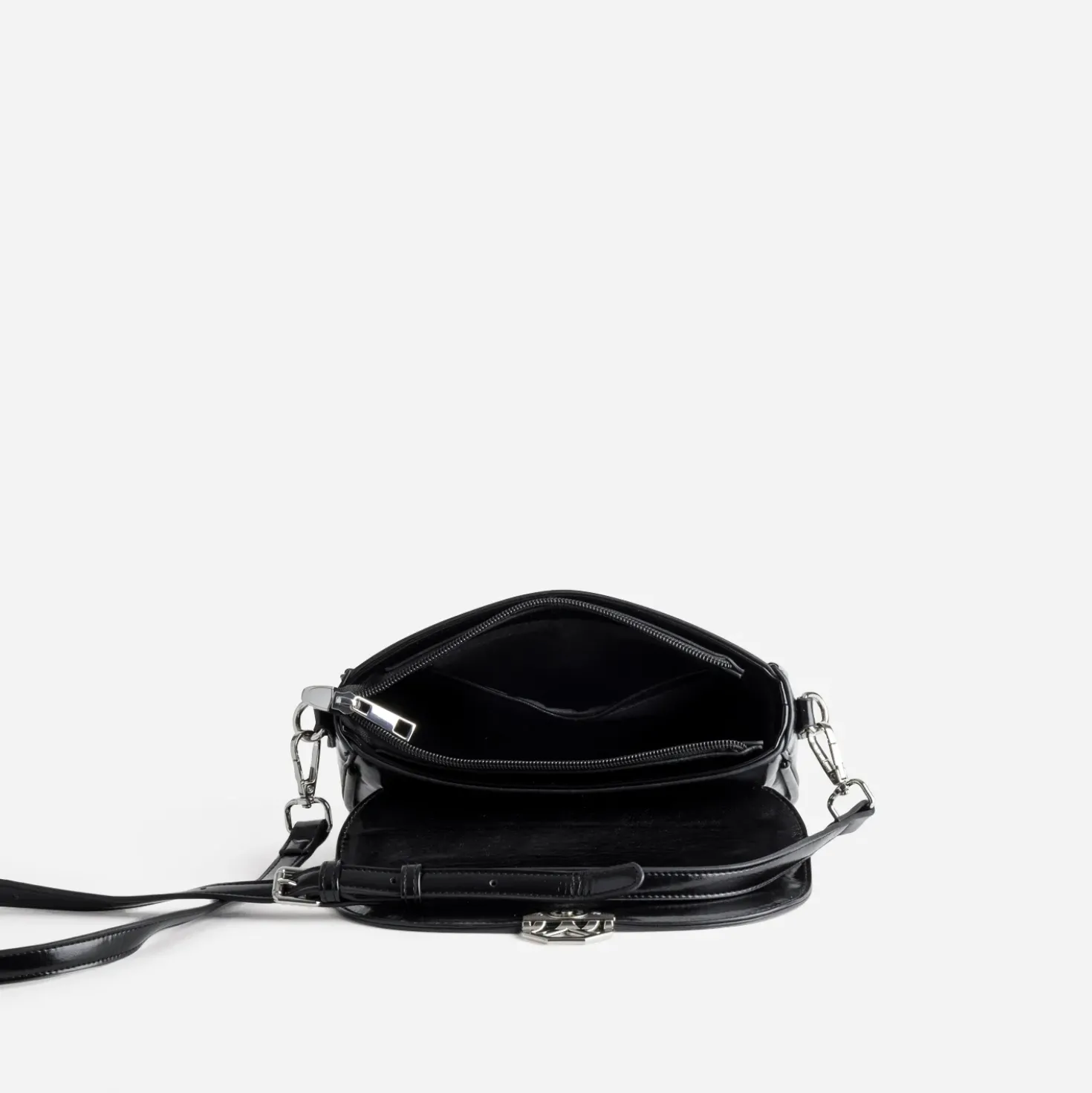 Sac bandoulière TEXTO noir fermoir monogramme
