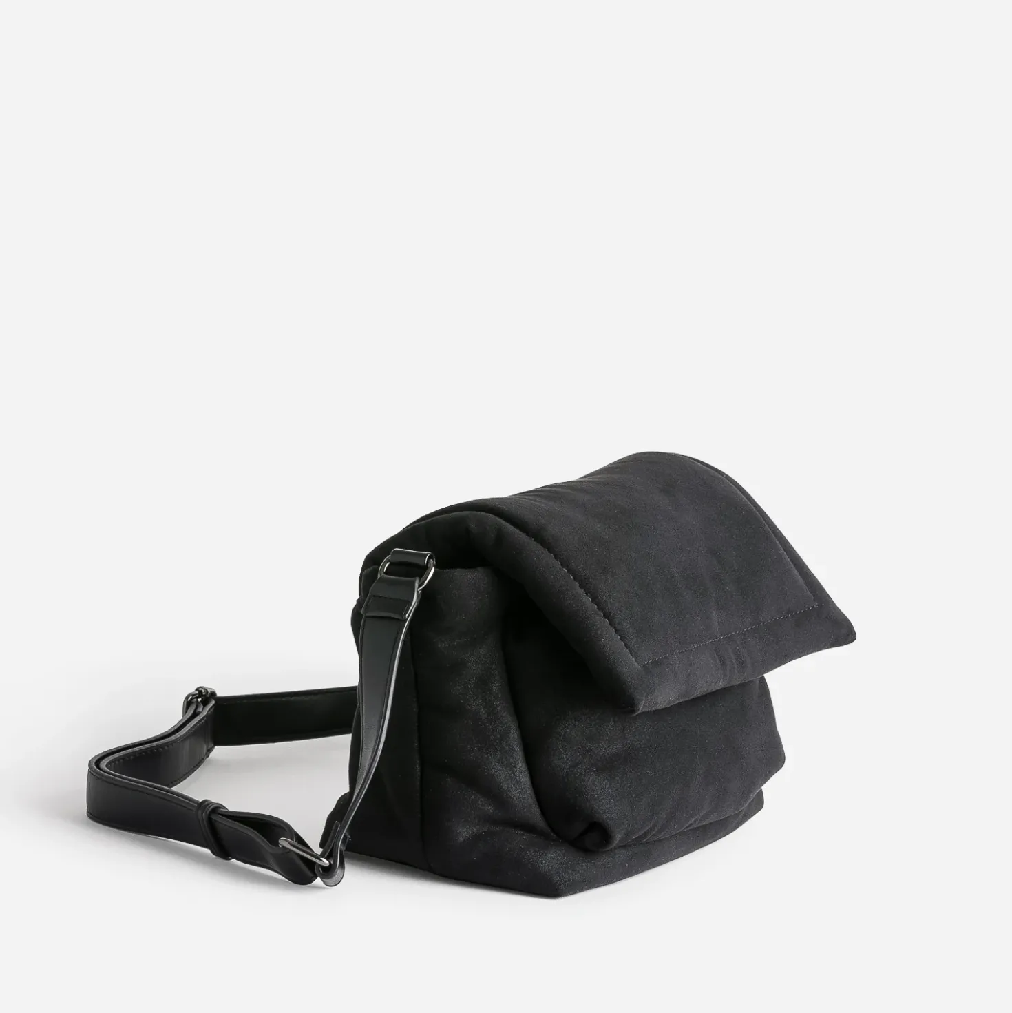 Sac bandoulière TEXTO noir irisé textile suédé