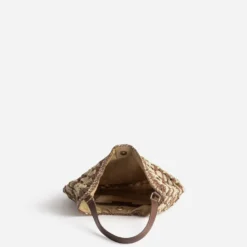 Sac beige et marron tressé
