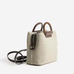 Sac beige tressé 3 compartiments