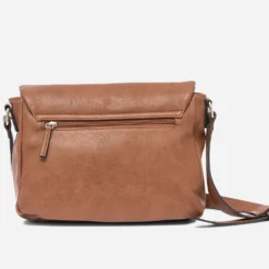 Sac besace camel avec rabat zippé
