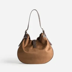 Sac besace marron bi-matière