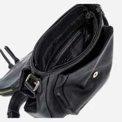 Sac besace noir avec rabat zippé