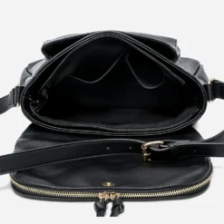 Sac besace noir avec rabat zippé