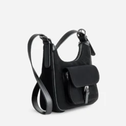 Sac besace noir bi-matière