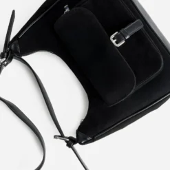 Sac besace noir bi-matière